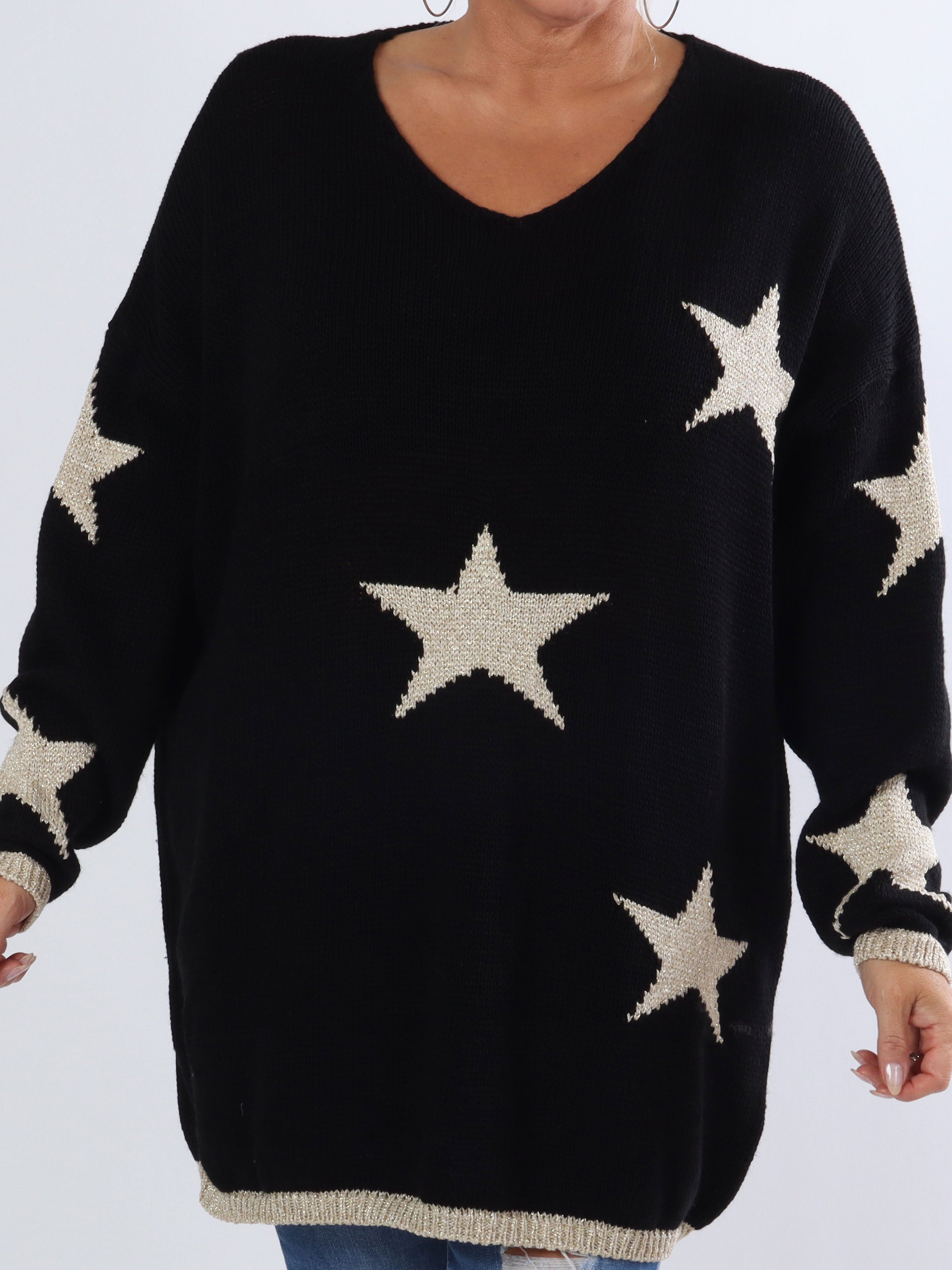 Dina - Plus size strik med fine guldstjerner